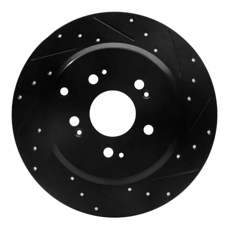 Acura MDX Brake Rotor (1) - Rear Right - R1 Concepts - Drilled & Slotted - Black - `07-`17